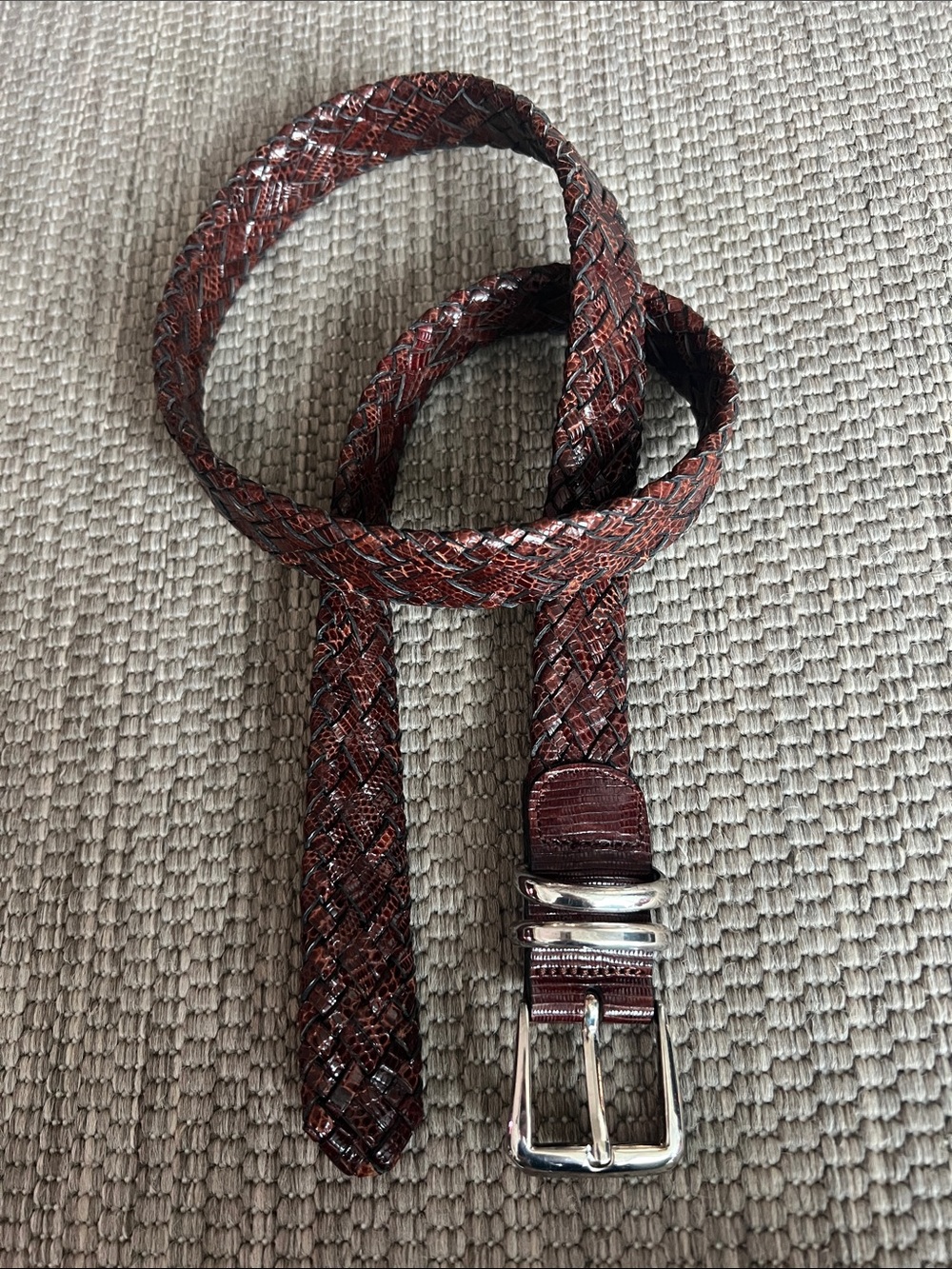 Braided Embossed Brown Leather Made in Spain Belt size 36